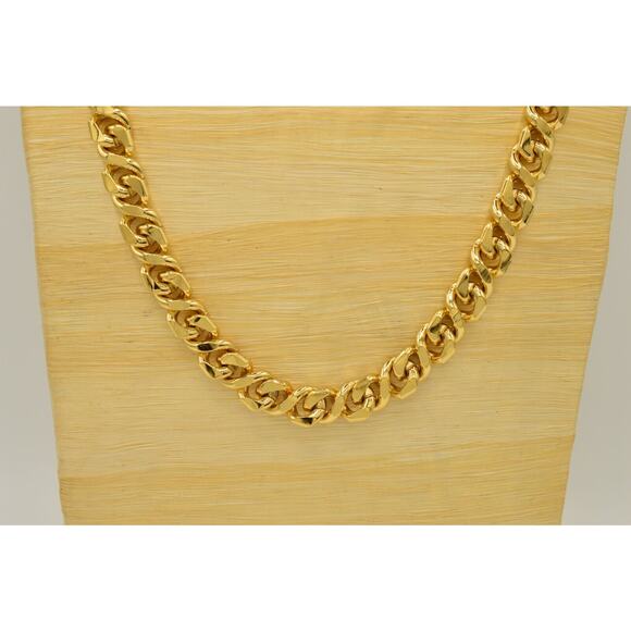 Givenchy Vintage Heavy Necklace Gold Cuban Chain 24" Chunky Signed 1980s BinM - Picture 5 of 12